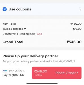 Payment Option Zomato